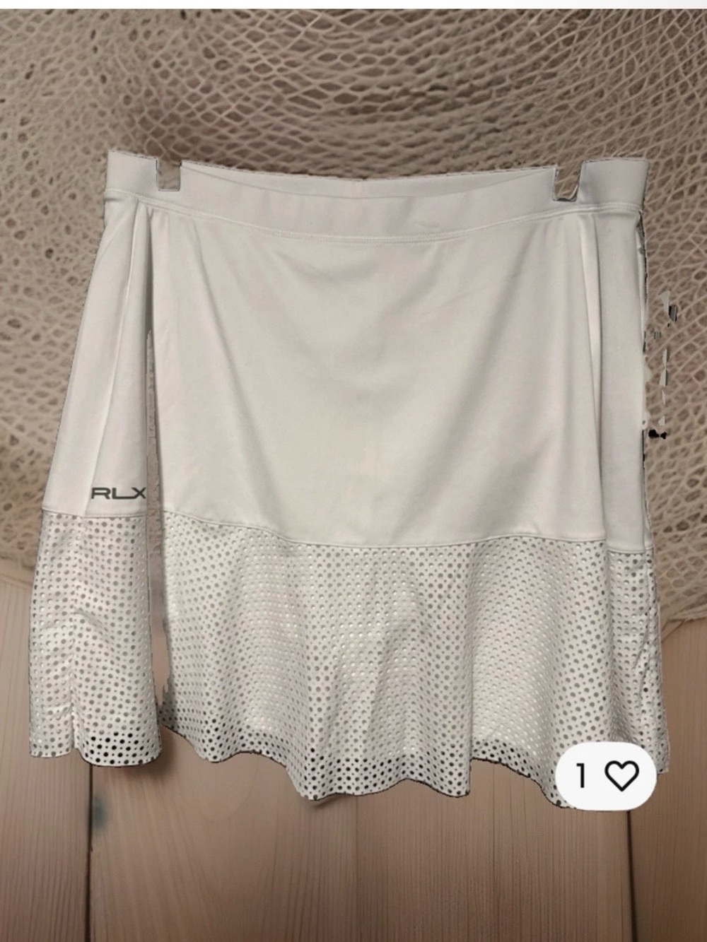 Ralph Lauren White Mesh-Panel A-Line Skirt/Skort